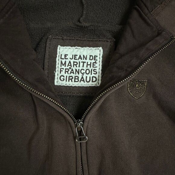 Y2K Marithé + François Girbaud Sample Brown Deconstructed Zip Hoodie L Rare - Picture 9 of 13
